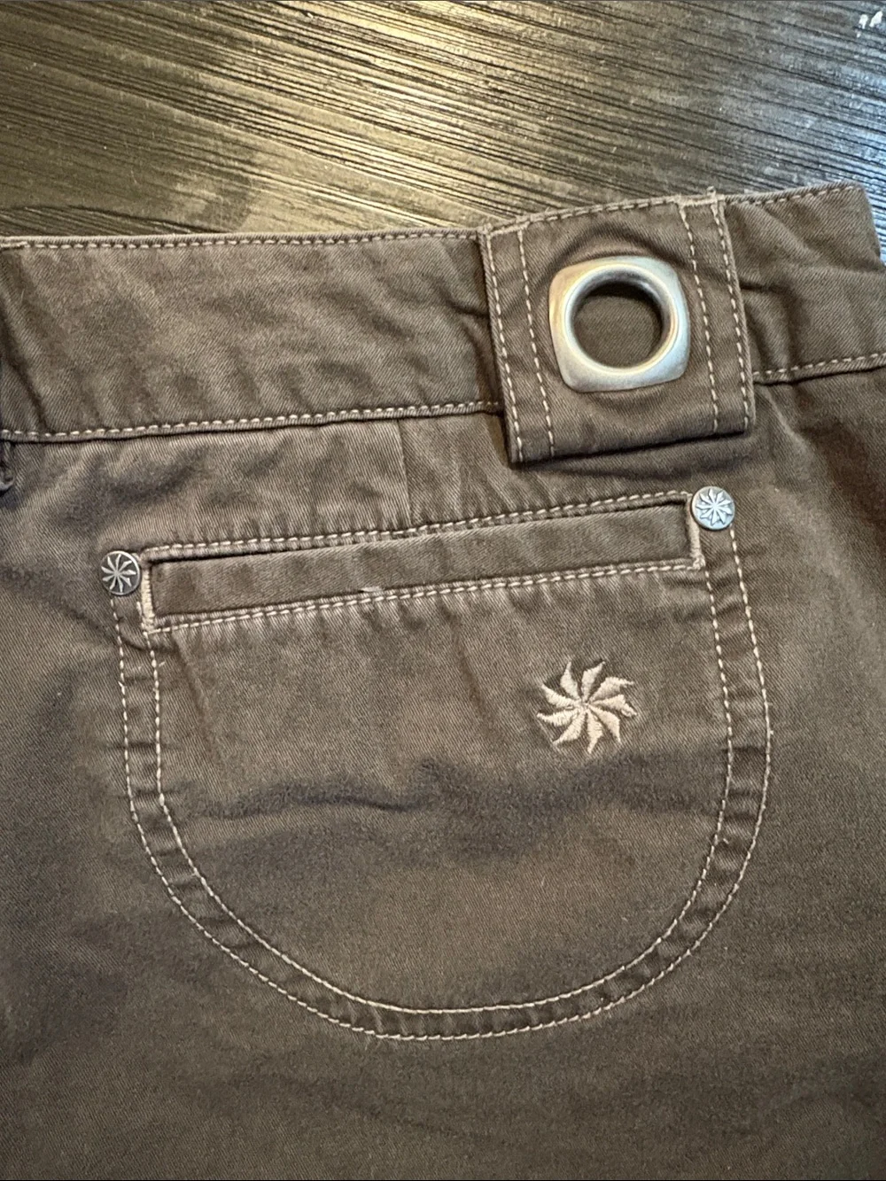 Athleta Olive Cargo Mini Skirt with Utility Pockets and Grommet Waist
